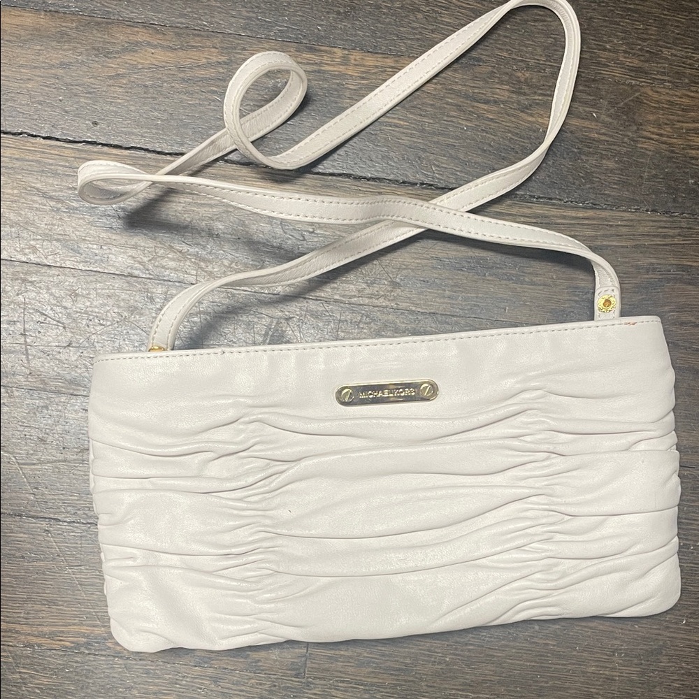 Michael Kors Collection White Ruched Crossbody Bag